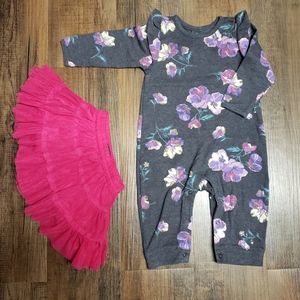 6-12 Month Lot of 2 Baby Girls Bodysuit & Skirt